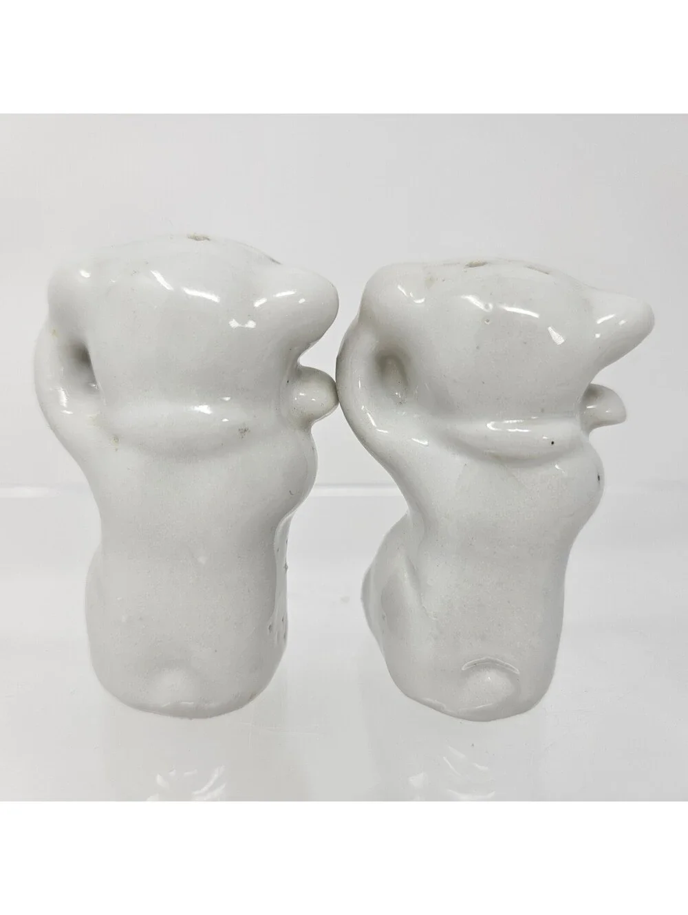 Vintage Japan Ceramic Anthropomorphic Dog Cane Blue Scarf Salt Pepper Shakers